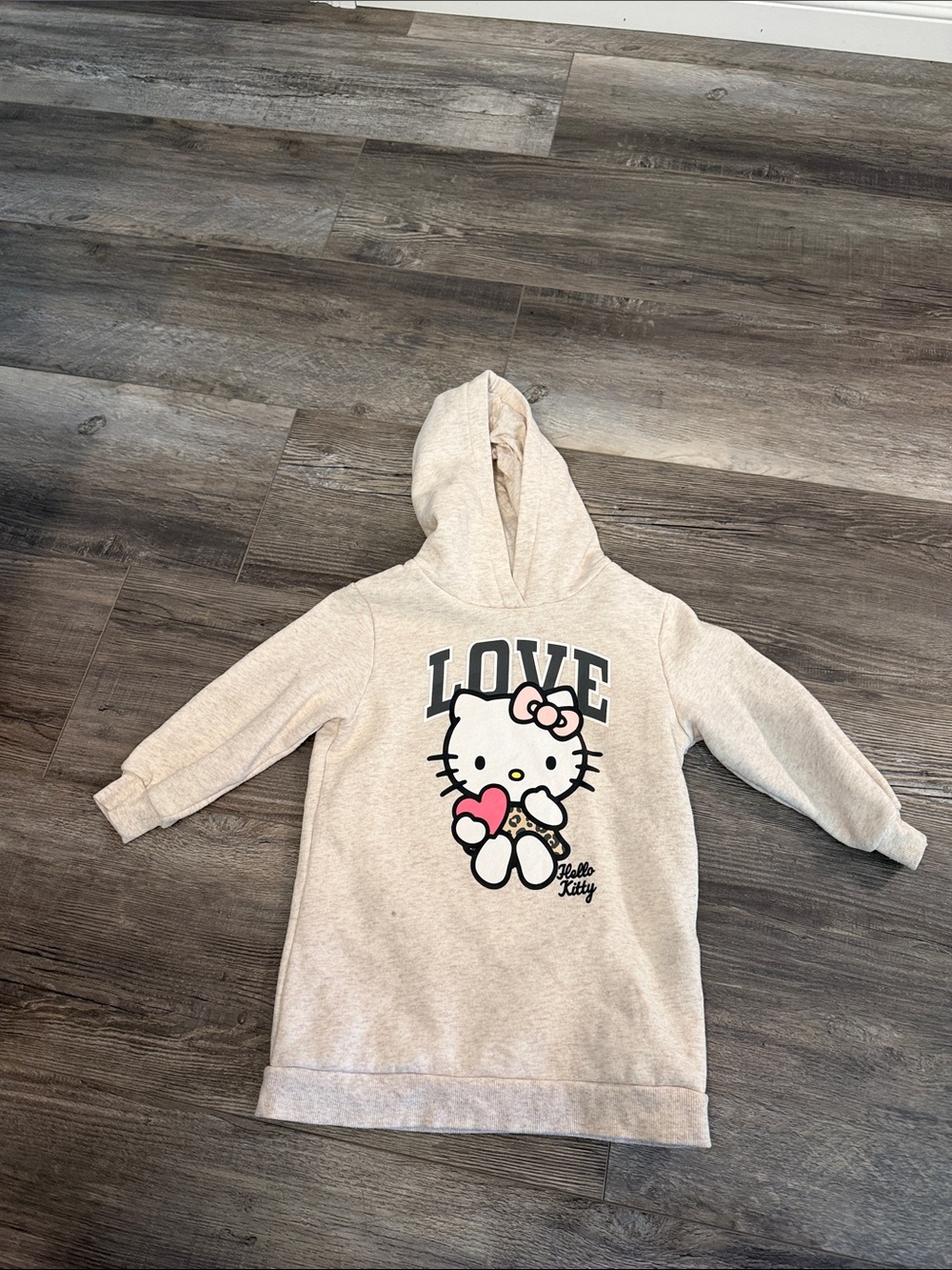 H&M Hello Kitty Kids' Cream Hoodie Dress with Love Graphic
